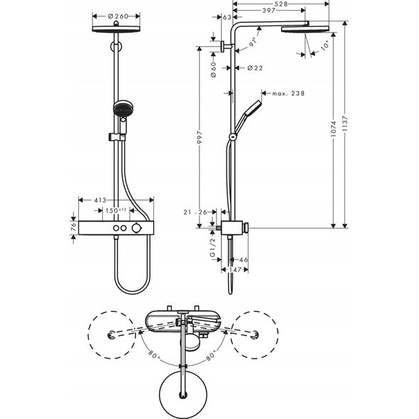 Zestaw prysznicowy Hansgrohe Shower set Hansgrohe Pulsify chrome 24220000
