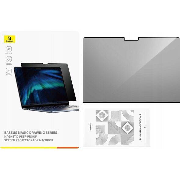 Baseus Szkło hartowane Baseus Magic Drawing dla MacBook Air 15.3" (2023/2024) + zestaw czyszczący (przeźroczysty)