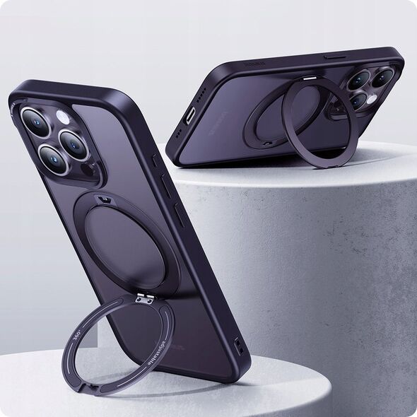 Baseus Etui z stojakiem Baseus SkyRing 360° dla iP 14 Pro +szkło hartowane i zestaw do czyszczenia (fioletowy)