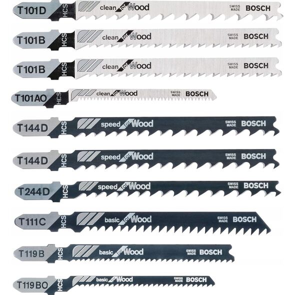 Bosch Set of jigsaw blades BOSCH, for wood, 10 pcs.