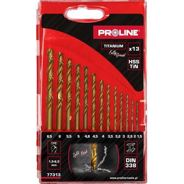 Wiertło Pro-Line WIERTŁA DO METAL HSSTIN DIN338 SZLIF.13SZT(1.5-6.5MM)PROLINE