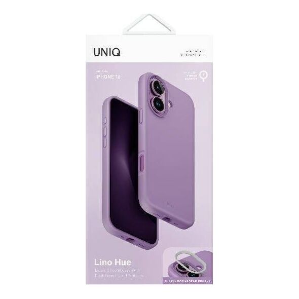Uniq Etui UNIQ Lino Hue Apple iPhone 16 Magclick Charging różowy/grape pink