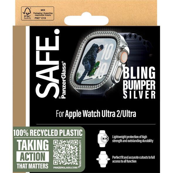 PanzerGlass SAFE Bling Bumper Silver Apple Watch Ultra 2