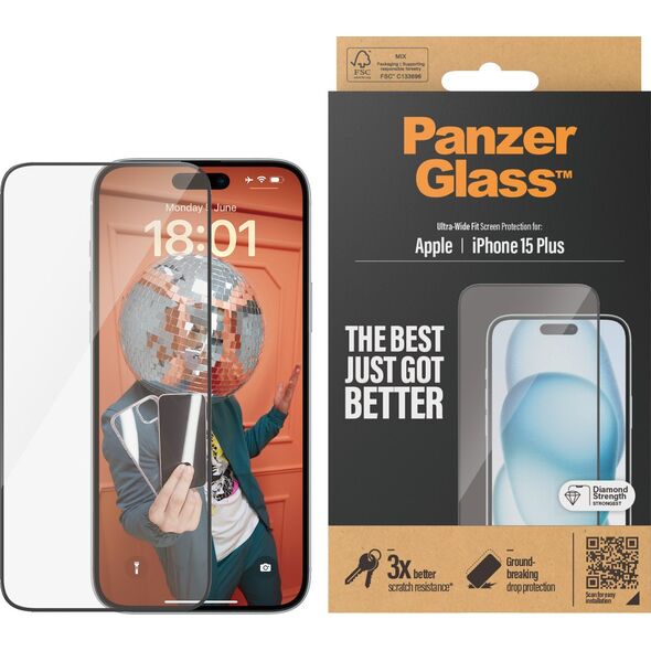 PanzerGlass PanzerGlass Screen Protector iPhone 15 Plus, UWF