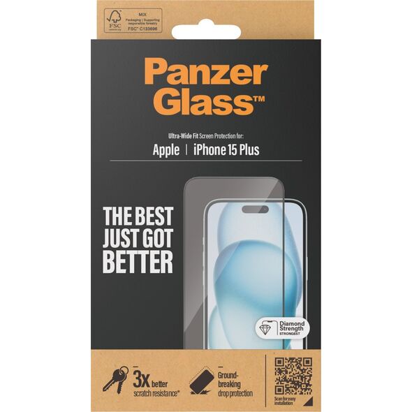 PanzerGlass PanzerGlass Screen Protector iPhone 15 Plus, UWF