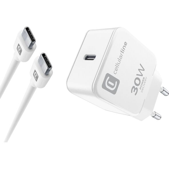 Ładowarka Cellular Line Cellularline USB-C Charger Kit für Apple 30W PD White