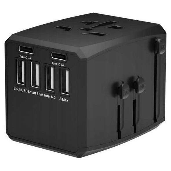MicroConnect Microconnect MC-TRAVELADAPTER1 elektryczny wtyk zasilający Czarny