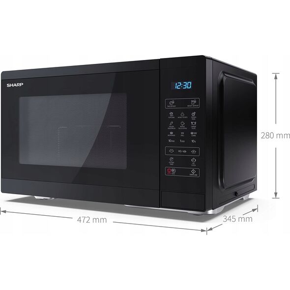 Kuchenka mikrofalowa Sharp Sharp | Microwave Oven with Grill | YC-MG252AE-B | Free standing | 25 L | 900 W | Grill | Black