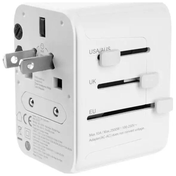 Fixed Fixed | Voyager World Adapter | FIXCT30-1C2A-WH | USB-A/USB-C | Travel Adapter