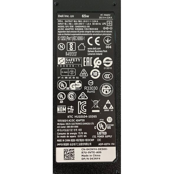 Zasilacz do laptopa Dell AC Adapter, 65W, 19.5V, 3