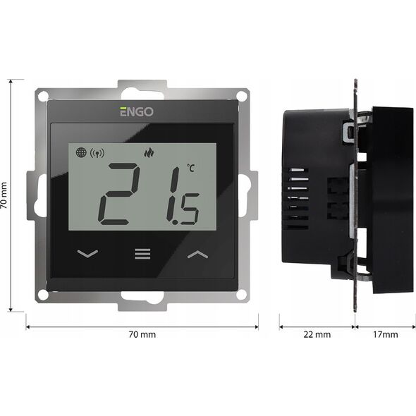 Salus Internetowy, podtynkowy regulator temperatury do ramki 55x55, czarny