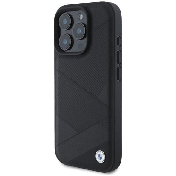 BMW BMW BMHCP16X23RCGPK iPhone 16 Pro Max     6.9" czarny/black hardcase Sign Leather Crossing Lines Pattern