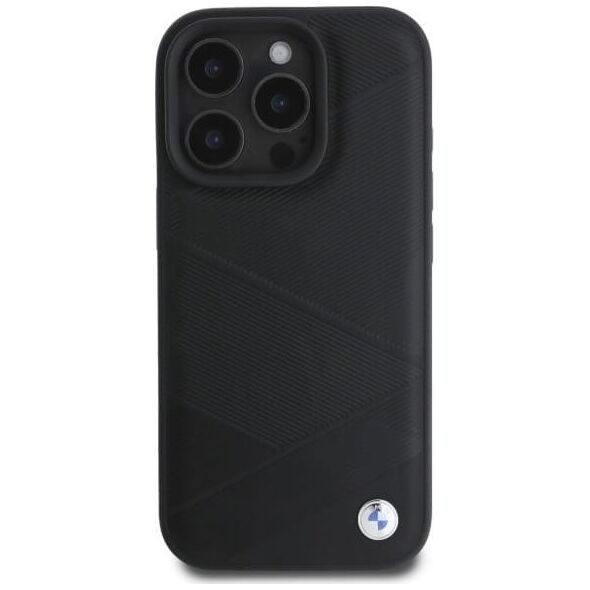 BMW BMW BMHCP16X23RCGPK iPhone 16 Pro Max     6.9" czarny/black hardcase Sign Leather Crossing Lines Pattern