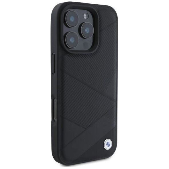 BMW BMW BMHCP16X23RCGPK iPhone 16 Pro Max     6.9" czarny/black hardcase Sign Leather Crossing Lines Pattern