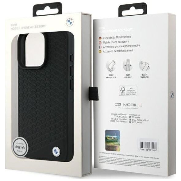BMW BMW BMHMP16L23RDDK iPhone 16 Pro 6.3"     czarny/black hardcase Sign Leather Diamond Metal Logo MagSafe