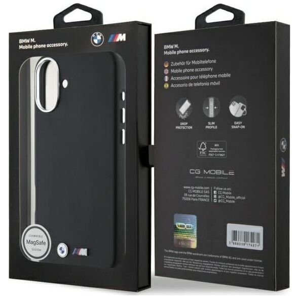 BMW BMW BMHMP16M23PMWK iPhone 16 Plus 6.7"    czarny/black hardcase M Smooth Full Wrapped Metal MagSafe