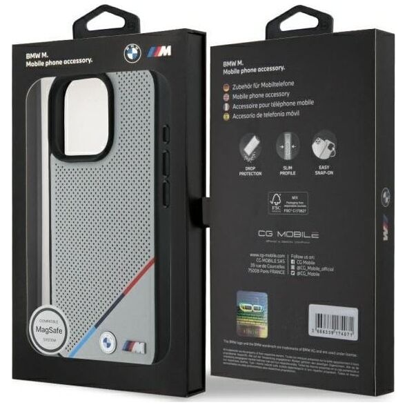 BMW BMW BMHMP16X23PUPDG iPhone 16 Pro Max     6.9" szary/grey hardcase M Perforated Tricolor Line MagSafe
