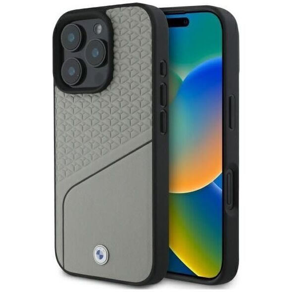 BMW BMW BMHMP16X23RDCLG iPhone 16 Pro Max     6.9" szary/grey hardcase Sign Leather Textured and Line MagSafe