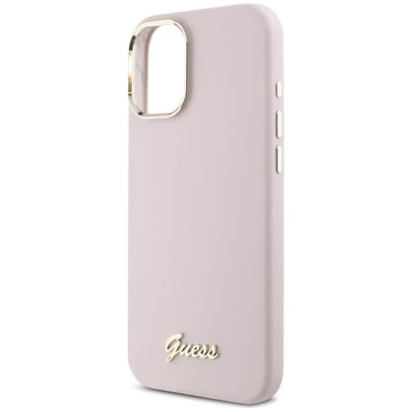 Guess Guess GUHCP16MSMBSLP iPhone 16 Plus 6.7"  różowy/pink hardcase Silicone Script Metal Logo & Frame