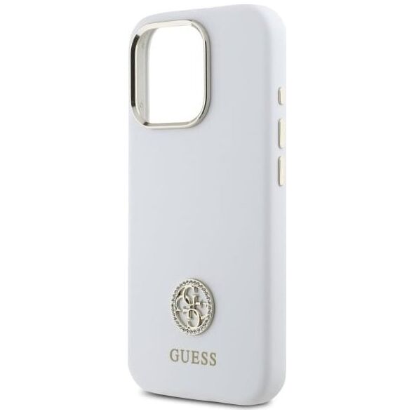 Guess Guess GUHCP16LM4DGPH iPhone 16 Pro 6.3"   biały/white hardcase Silicone Logo Strass 4G