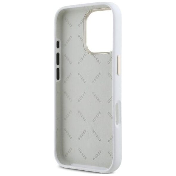 Guess Guess GUHCP16LM4DGPH iPhone 16 Pro 6.3"   biały/white hardcase Silicone Logo Strass 4G