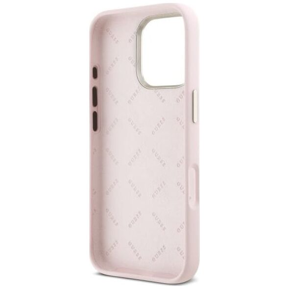 Guess Guess GUHCP16LSMBSLP iPhone 16 Pro 6.3"   różowy/pink hardcase Silicone Script Metal Logo & Frame