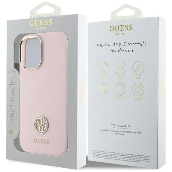 Guess Guess GUHCP16SM4DGPP iPhone 16 6.1"       jasnoróżowy/pink hardcase Silicone Logo Strass 4G