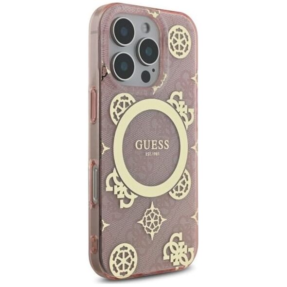 Guess Guess GUHMP16XH4PYEEP iPhone 16 Pro Max   6.9" różowy/pink hardcase IML Peony On 4G Background MagSafe