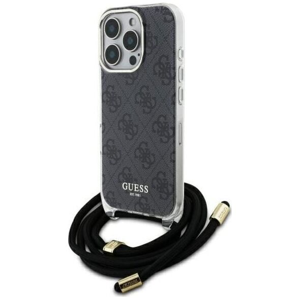 Guess Guess GUHCP16LHC4SEK iPhone 16 Pro 6.3"   czarny/black hardcase Crossbody Cord 4G Print