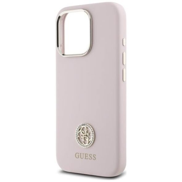 Guess Guess GUHCP16LM4DGPP iPhone 16 Pro 6.3"   jasnoróżowy/pink hardcase Silicone Logo Strass 4G
