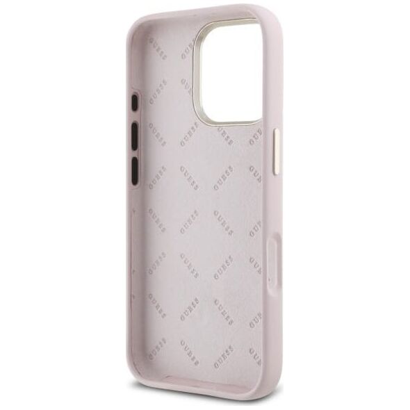 Guess Guess GUHCP16LM4DGPP iPhone 16 Pro 6.3"   jasnoróżowy/pink hardcase Silicone Logo Strass 4G