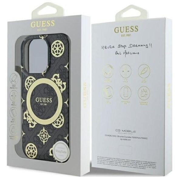 Guess Guess GUHMP16XH4PYEEK iPhone 16 Pro Max   6.9" czarny/black hardcase IML Peony On 4G Background MagSafe