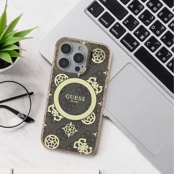 Guess Guess GUHMP16XH4PYEEK iPhone 16 Pro Max   6.9" czarny/black hardcase IML Peony On 4G Background MagSafe