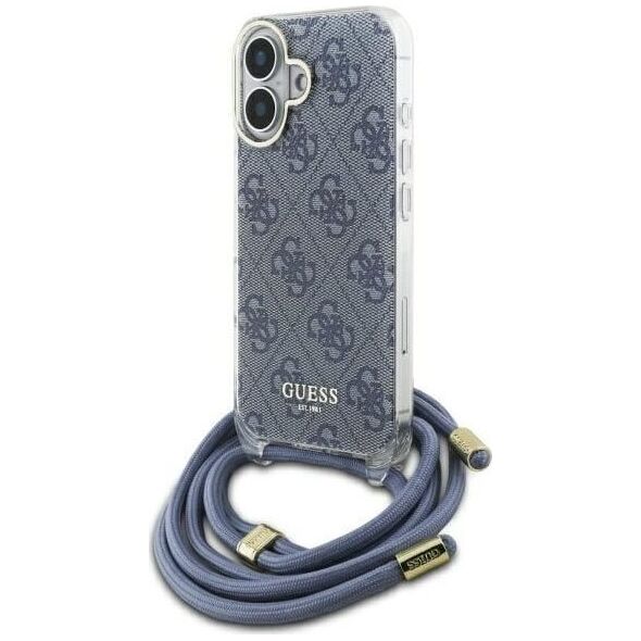 Guess Guess GUHCP16SHC4SEB iPhone 16 6.1"       niebieski/blue hardcase Crossbody Cord 4G Print