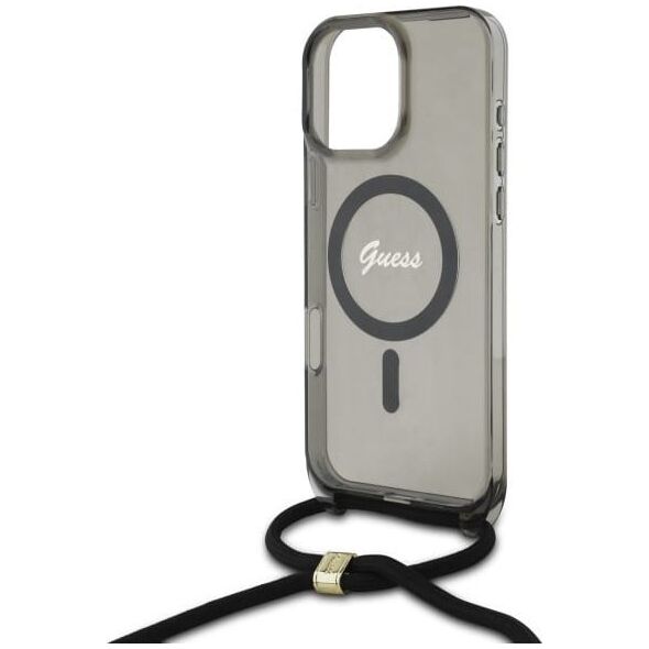 Guess Guess GUHMP16XHCTSGNSK iPhone 16 Pro Max  6.9" czarny/black hardcase Crossbody Cord Script MagSafe