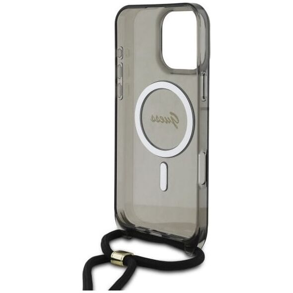 Guess Guess GUHMP16XHCTSGNSK iPhone 16 Pro Max  6.9" czarny/black hardcase Crossbody Cord Script MagSafe