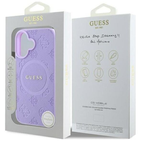 Guess Guess GUHMP16MPSAPSMEU iPhone 16 Plus     6.7" fioletowy/purple hardcase Saffiano Peony Classic Logo MagSafe