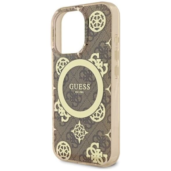 Guess Guess GUHMP16XH4PYEEW iPhone 16 Pro Max   6.9" brązowy/brown hardcase IML Peony On 4G Background MagSafe