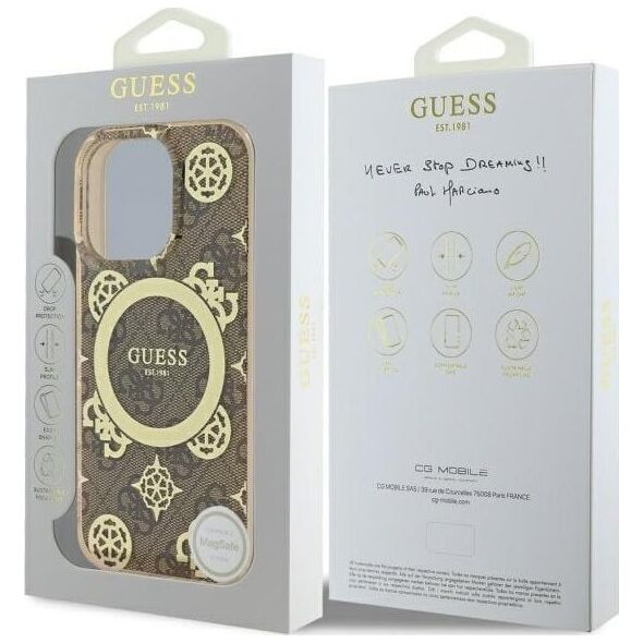 Guess Guess GUHMP16XH4PYEEW iPhone 16 Pro Max   6.9" brązowy/brown hardcase IML Peony On 4G Background MagSafe