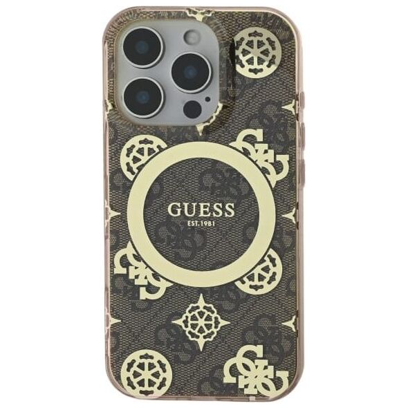 Guess Guess GUHMP16XH4PYEEW iPhone 16 Pro Max   6.9" brązowy/brown hardcase IML Peony On 4G Background MagSafe