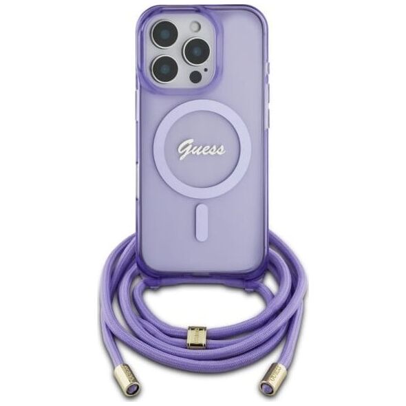 Guess Guess GUHMP16XHCTSGNSU iPhone 16 Pro Max  6.9" fioletowy/purple hardcase Crossbody Cord Script MagSafe
