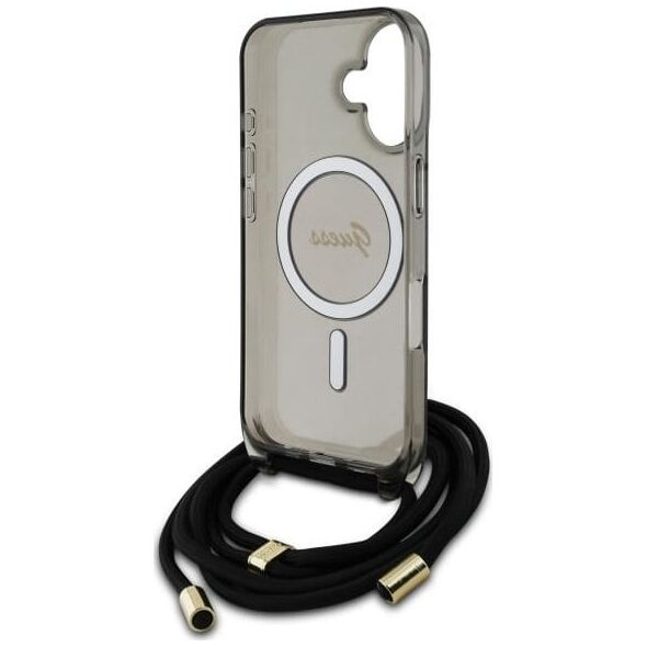 Guess Guess GUHMP16SHCTSGNSK iPhone 16 6.1"     czarny/black hardcase Crossbody Cord Script MagSafe