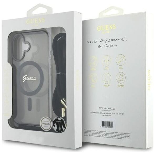 Guess Guess GUHMP16SHCTSGNSK iPhone 16 6.1"     czarny/black hardcase Crossbody Cord Script MagSafe