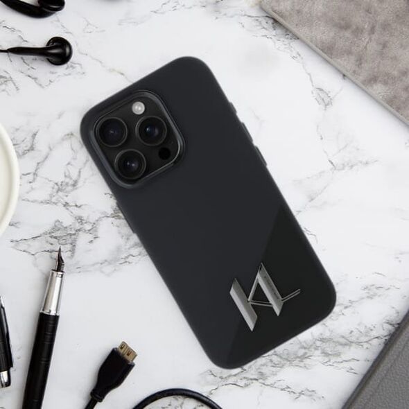 Karl Lagerfeld Karl Lagerfeld KLHMP16SSCMKMPCK iPhone    16 6.1" czarny/black hardcase Silicone Shadow Metal Initial MagSafe