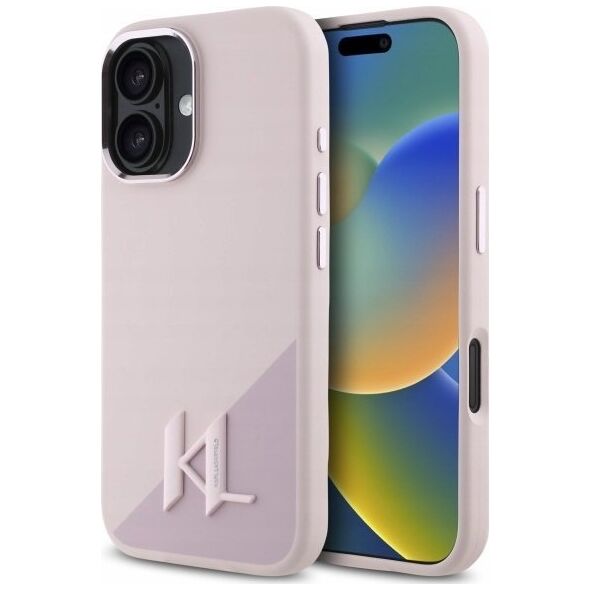Karl Lagerfeld Karl Lagerfeld KLHMP16SSCMKMPCP iPhone    16 6.1" różowy/pink hardcase Silicone Shadow Metal Initial MagSafe
