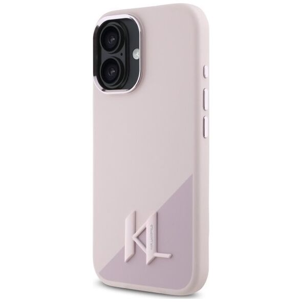 Karl Lagerfeld Karl Lagerfeld KLHMP16SSCMKMPCP iPhone    16 6.1" różowy/pink hardcase Silicone Shadow Metal Initial MagSafe
