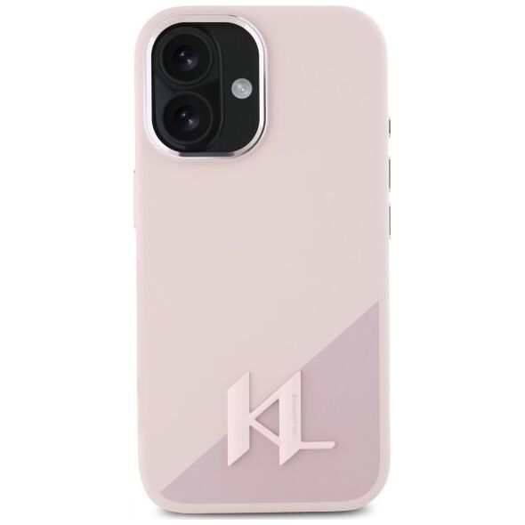 Karl Lagerfeld Karl Lagerfeld KLHMP16SSCMKMPCP iPhone    16 6.1" różowy/pink hardcase Silicone Shadow Metal Initial MagSafe