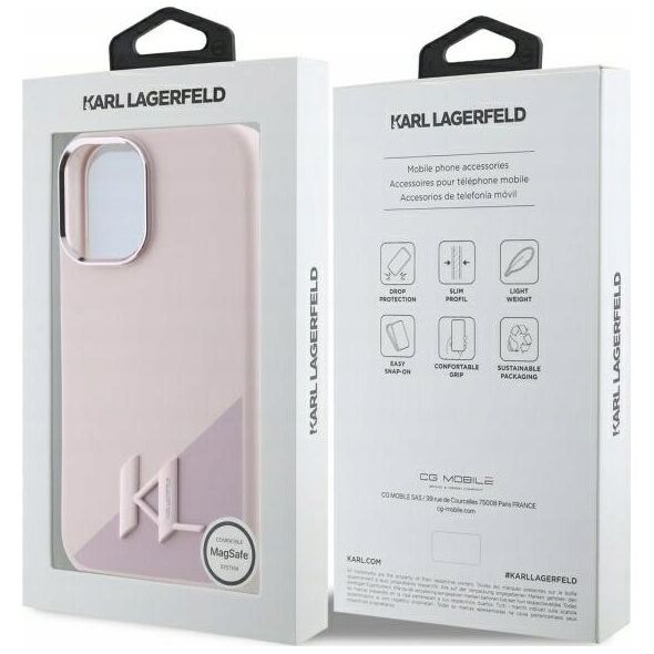 Karl Lagerfeld Karl Lagerfeld KLHMP16SSCMKMPCP iPhone    16 6.1" różowy/pink hardcase Silicone Shadow Metal Initial MagSafe