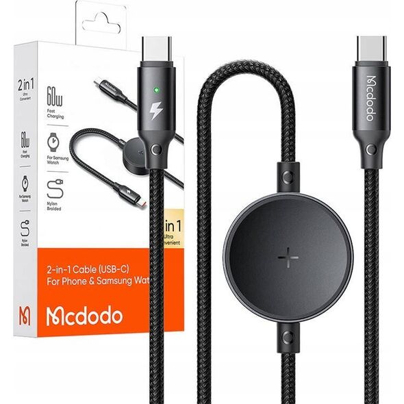 Kabel USB Mcdodo Kabel 2w1 Mcdodo CA-4170 USB-C + bezprzewodowa ładowarka Samsung Watch, 60W, 1.5m