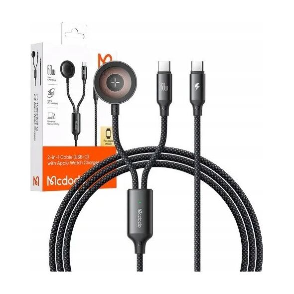 Kabel USB Mcdodo Kabel 2w1 Mcdodo CA-2200 USB-C + ładowarka Apple Watch, 60W, 1.2m